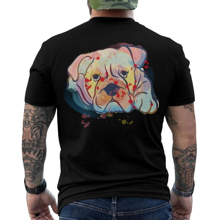 English Bulldog Abstract Watercolor Graphic Design  Men's Crewneck Short Sleeve Back Print T-shirt