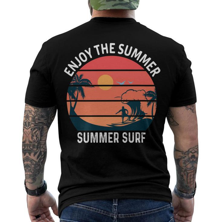Enjoy The Summer Sunset Waves  Summer Surf Shirt Design  Men's Crewneck Short Sleeve Back Print T-shirt