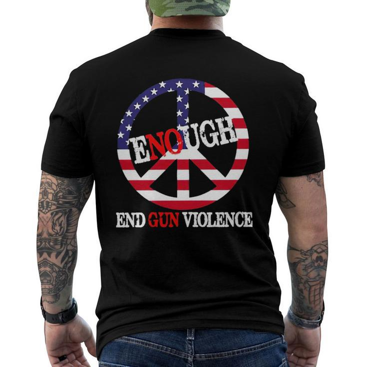 Enough Peace Sign Us Flag End Gun Violence Men's Back Print T-shirt