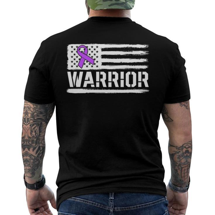 Epilepsy Warrior Purple American Flag Awareness Ribbon Men's Back Print T-shirt