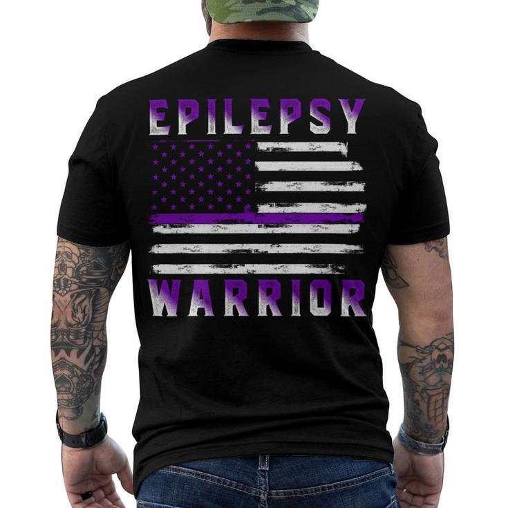 Epilepsy Warrior Usa Flag United States Flag Epilepsy Epilepsy Awareness Men's Crewneck Short Sleeve Back Print T-shirt