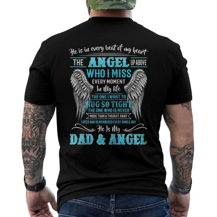 He Is In Every Beat Of My Heart Angel Up Above He Is My Dad Zip Men's Back Print T-shirt