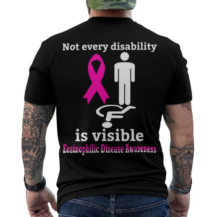 Every Disability Is Visible Eosinophilic Disease Awareness  Pink Ribbon  Eosinophilic Disease  Eosinophilic Disease Awareness Men's Crewneck Short Sleeve Back Print T-shirt