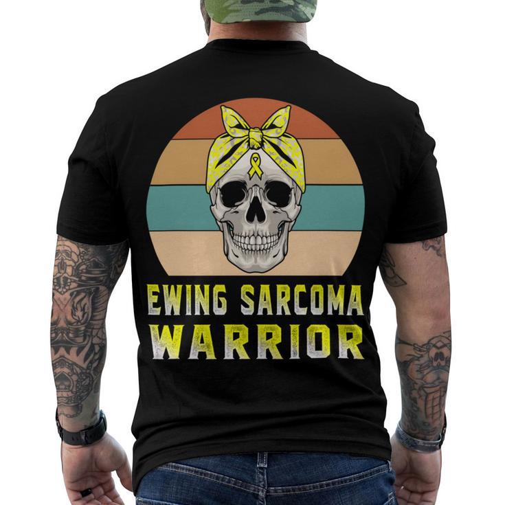 Ewings Sarcoma Warrior  Skull Women Vintage  Yellow Ribbon  Ewings Sarcoma  Ewings Sarcoma Awareness V2 Men's Crewneck Short Sleeve Back Print T-shirt