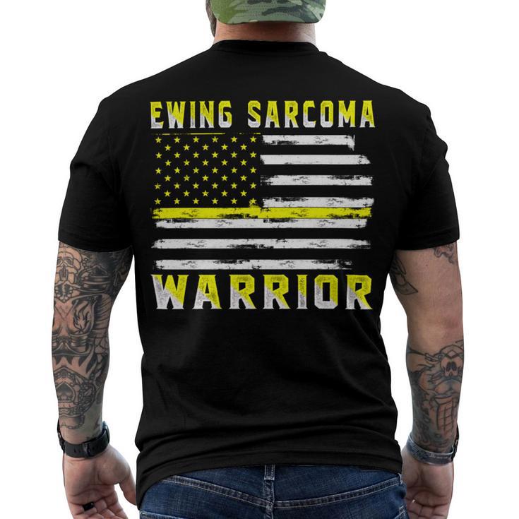 Ewings Sarcoma Warrior Usa Flag United States Flag Yellow Ribbon Ewings Sarcoma Ewings Sarcoma Awareness Men's Crewneck Short Sleeve Back Print T-shirt