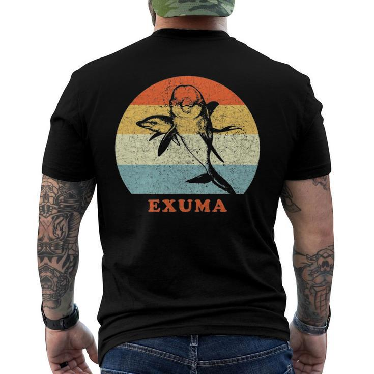 Exuma Bahamas Vintage Retro Dolphin Vacation Men's Back Print T-shirt