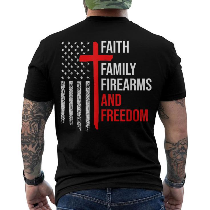 Faith Family Firearms And Freedom 4Th Of July Flag Christian Men's T-shirt Back Print