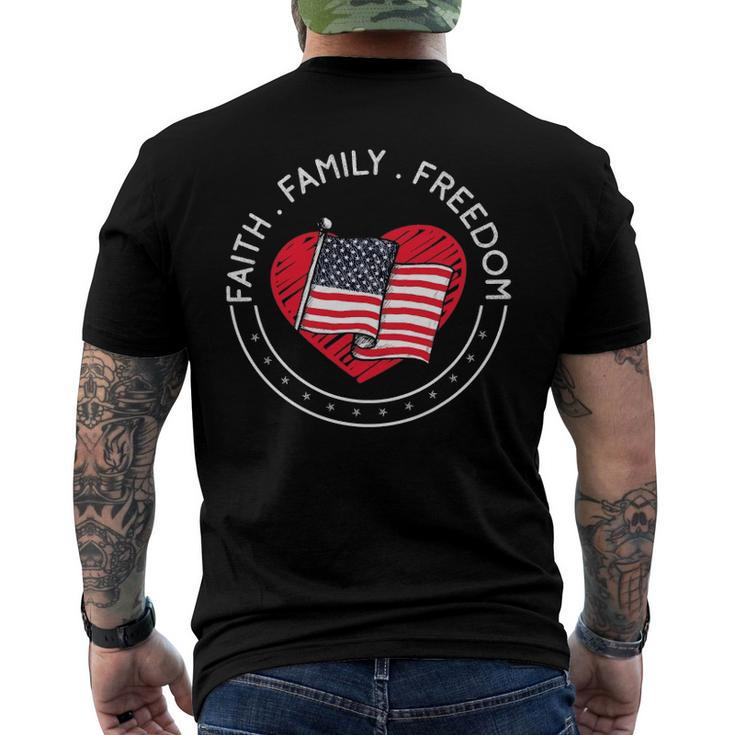 Faith Family Freedom American Patriotism Christian Faith Men's Back Print T-shirt