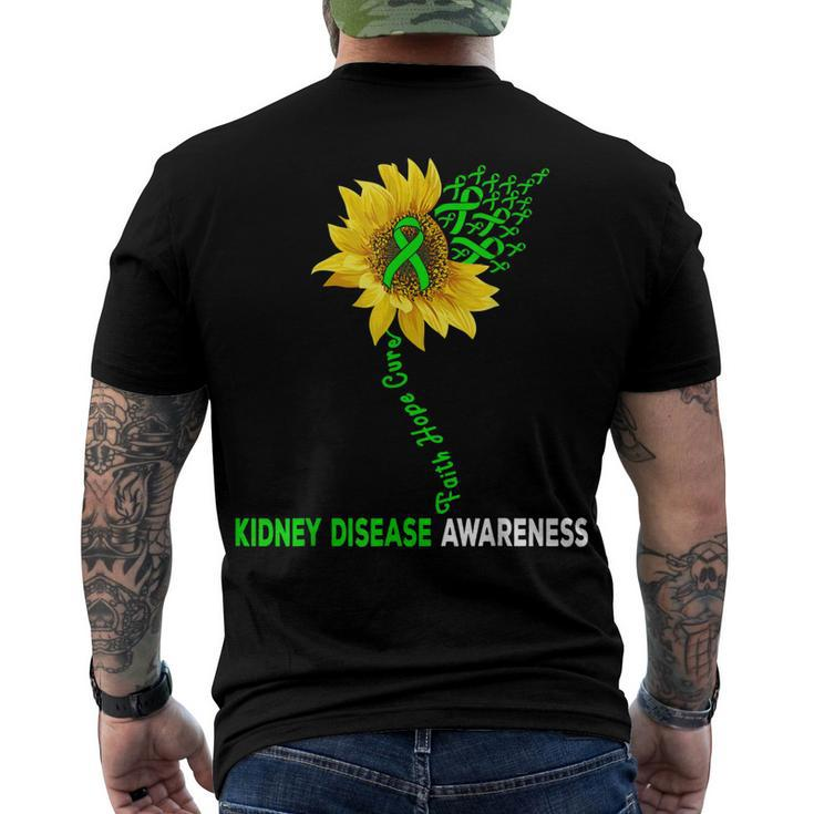 Faith Hope Cure Kidney Disease Sunflower Puzzle Pieces Men's T-shirt Back Print
