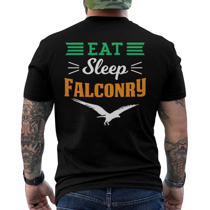 Falconer Falcon Hunter Hunting Hawking Eat Sleep Falconry Men's Back Print T-shirt