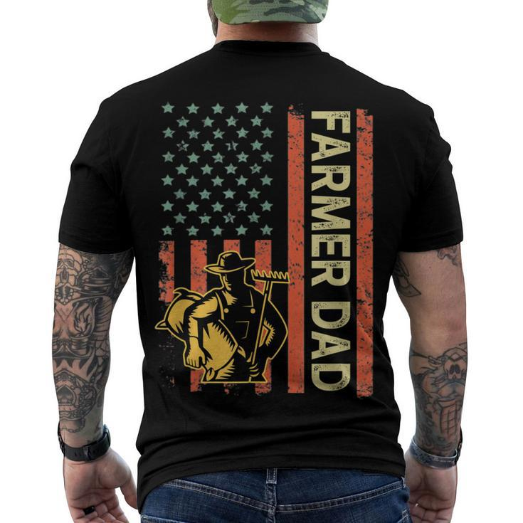 Farmer Dad American Flag Fathers Day 4Th Of July Patriotic Men's T-shirt Back Print