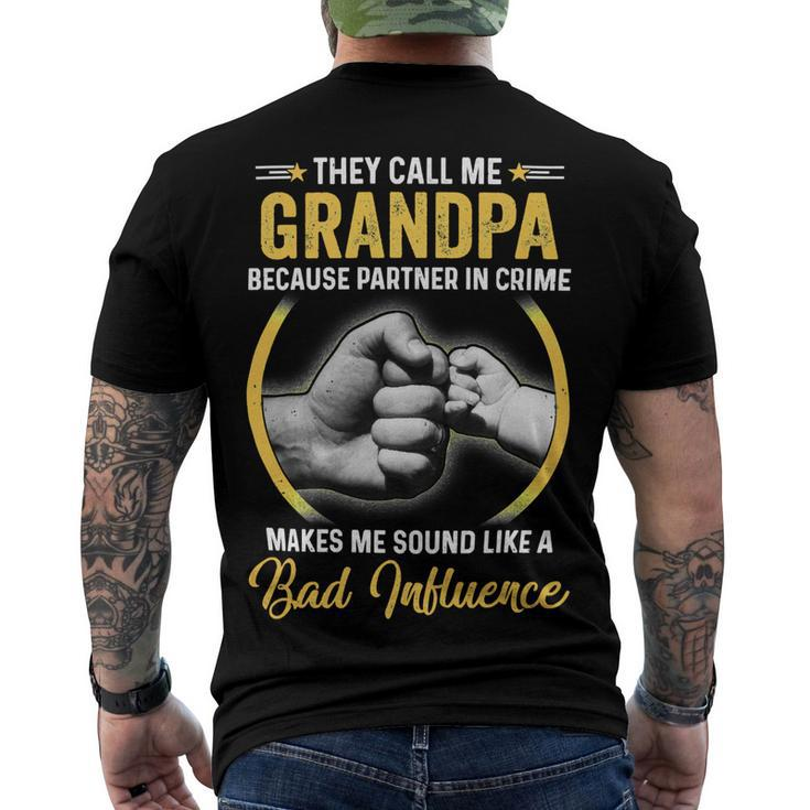 Father Grandpa For Men Funny Fathers Day They Call Me Grandpa 5 Family Dad Men's Crewneck Short Sleeve Back Print T-shirt