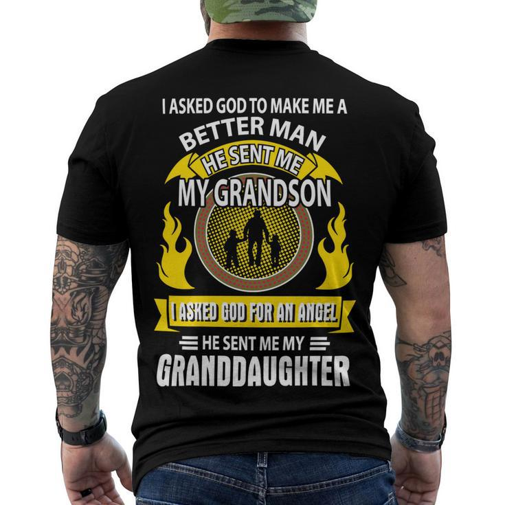 Father Grandpa I Asked God To Make Me A Better Man He Sent Me My Grandson Family Dad Men's Crewneck Short Sleeve Back Print T-shirt