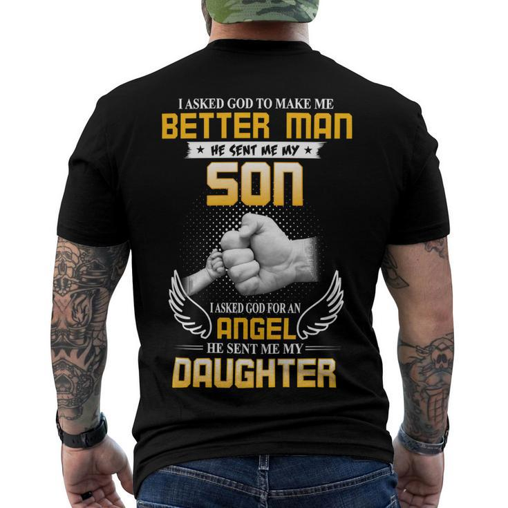 Father Grandpa I Asked To Make Me Better Man167 Family Dad Men's Crewneck Short Sleeve Back Print T-shirt