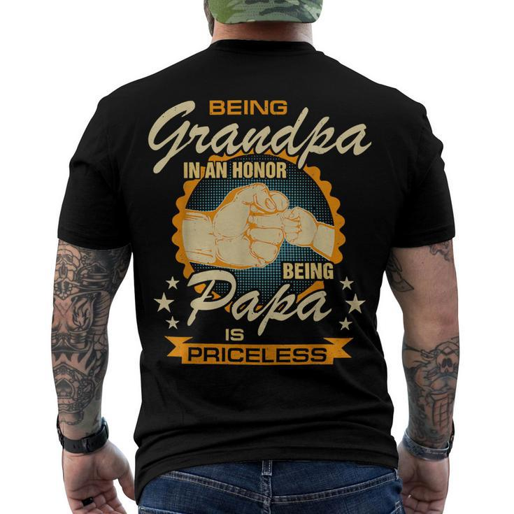 Father Grandpa Mens Being Grandpa Is An Honor Being Papa Is Priceless Best Dad 236 Family Dad Men's Crewneck Short Sleeve Back Print T-shirt