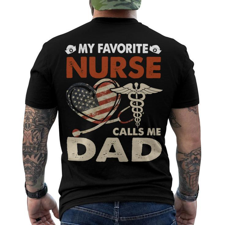 Father Grandpa Mens My Favorite Nurse Calls Me Daddad Papa Gi333 Family Dad Men's Crewneck Short Sleeve Back Print T-shirt
