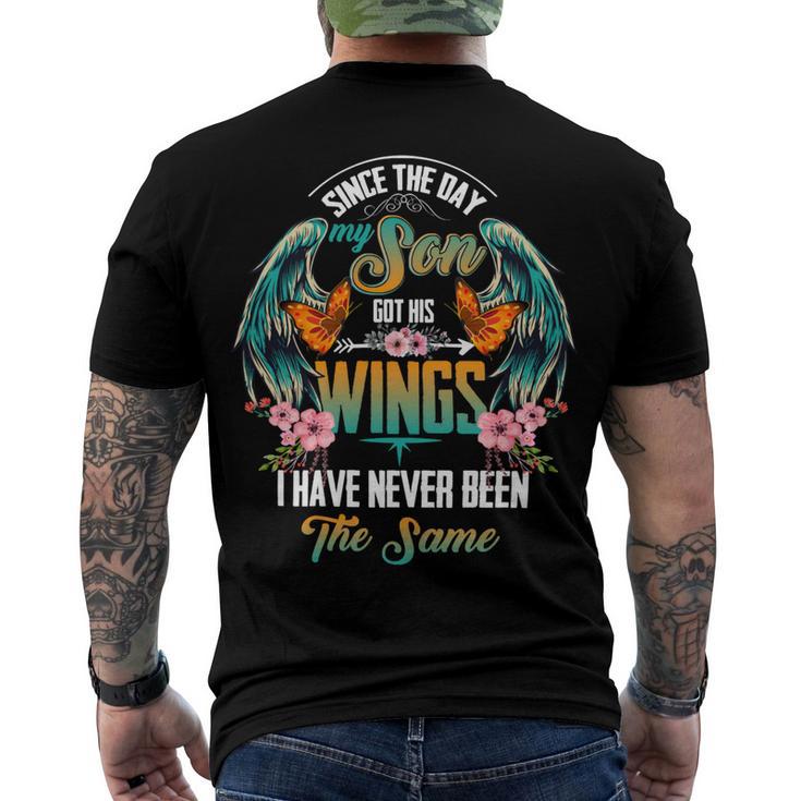 Father Grandpa Since The Day My Son Got His Wings I Have Never Been The Same 56 Family Dad Men's Crewneck Short Sleeve Back Print T-shirt