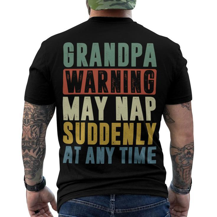 Father Grandpa Warning May Nap Suddenly 86 Family Dad Men's Crewneck Short Sleeve Back Print T-shirt
