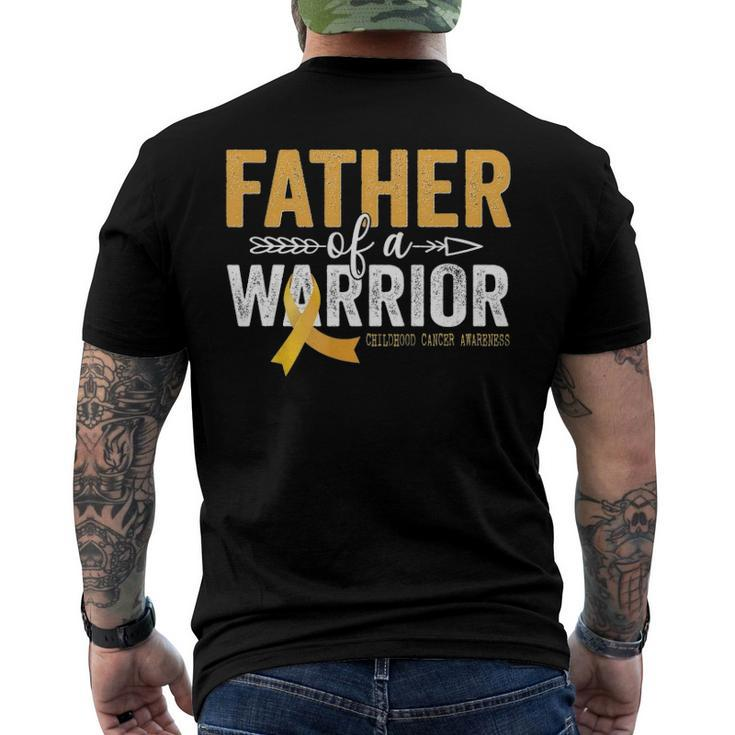Father Of A Warrior Childhood Cancer Ribbon Oncology Men's Back Print T-shirt