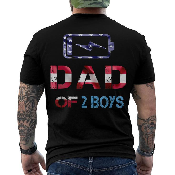 Mens Fathers Day Dad Of 2 Boys American Flag 4Th Of July Men's T-shirt Back Print