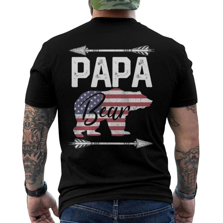 Fathers Day Papa Bear Dad Grandpa Usa Flag July 4Th Men's Back Print T-shirt
