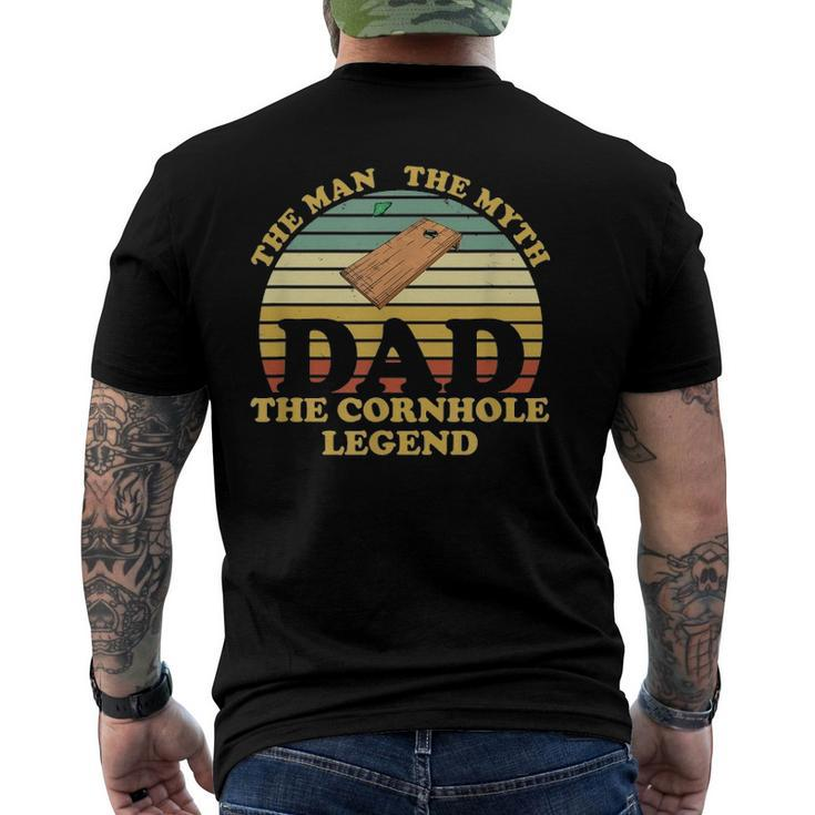 Mens Fathers Day Vintage Dad Man Myth Cornhole Legend Men's Back Print T-shirt