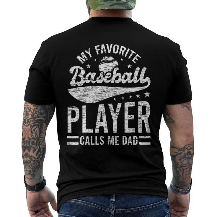 My Favorite Baseball Player Calls Me Dad Catcher Baseball Men's Back Print T-shirt