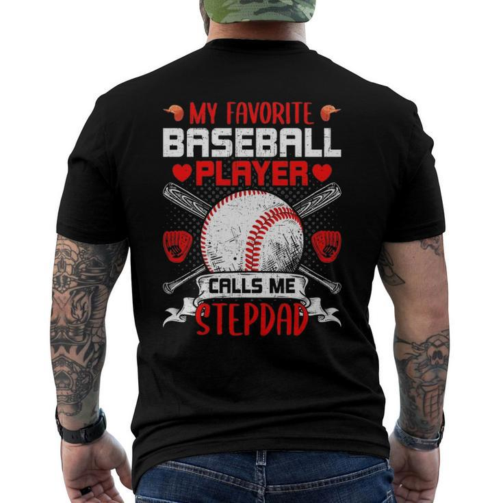 My Favorite Baseball Player Calls Me Stepdad Men's Back Print T-shirt
