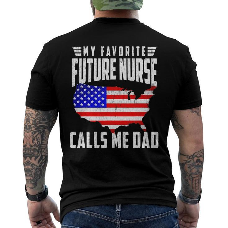 Mens My Favorite Future Nurse Calls Me Dad Usa Flag Fathers Day Men's Back Print T-shirt