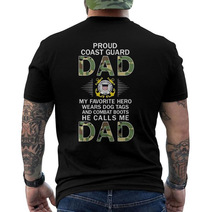 Mens My Favorite Hero Wears Combat Boots Proud Coast Guard Dad Men's Back Print T-shirt