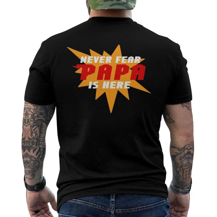 Never Fear Papa Is Here Super Grandpa Superhero Men's Back Print T-shirt