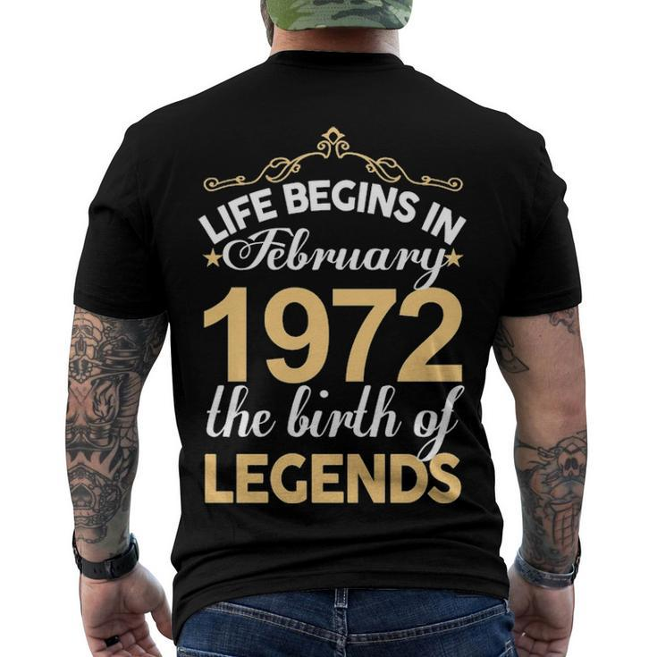 February 1972 Birthday Life Begins In February 1972 V2 Men's T-Shirt Back Print