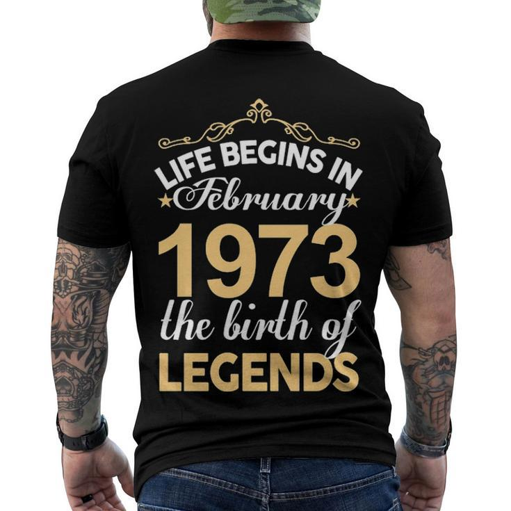 February 1973 Birthday Life Begins In February 1973 V2 Men's T-Shirt Back Print