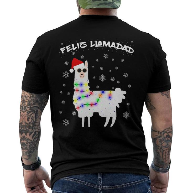 Feliz Llamadad Lama Christmas Saying Alpaca Outfit Men's Back Print T-shirt