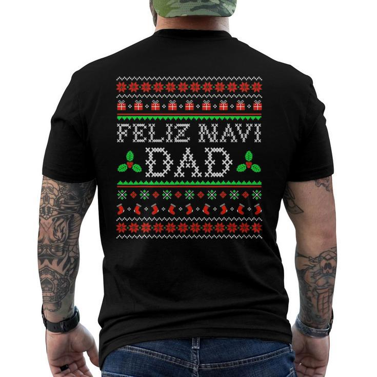 Feliz Navi Dad Ugly Christmas Daddy Claus Men's Back Print T-shirt
