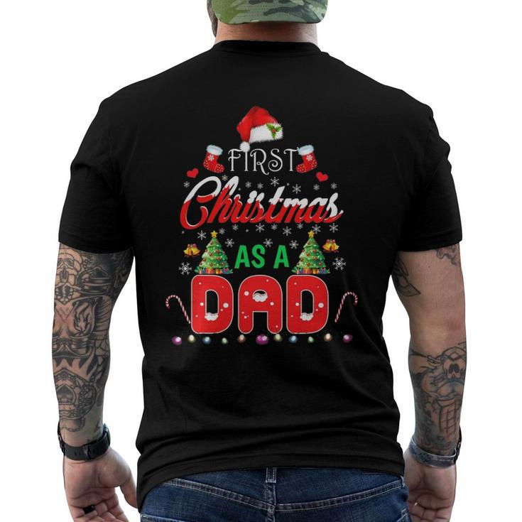 First Christmas As A Dad Santa Hat Ugly Xmas Men's Back Print T-shirt
