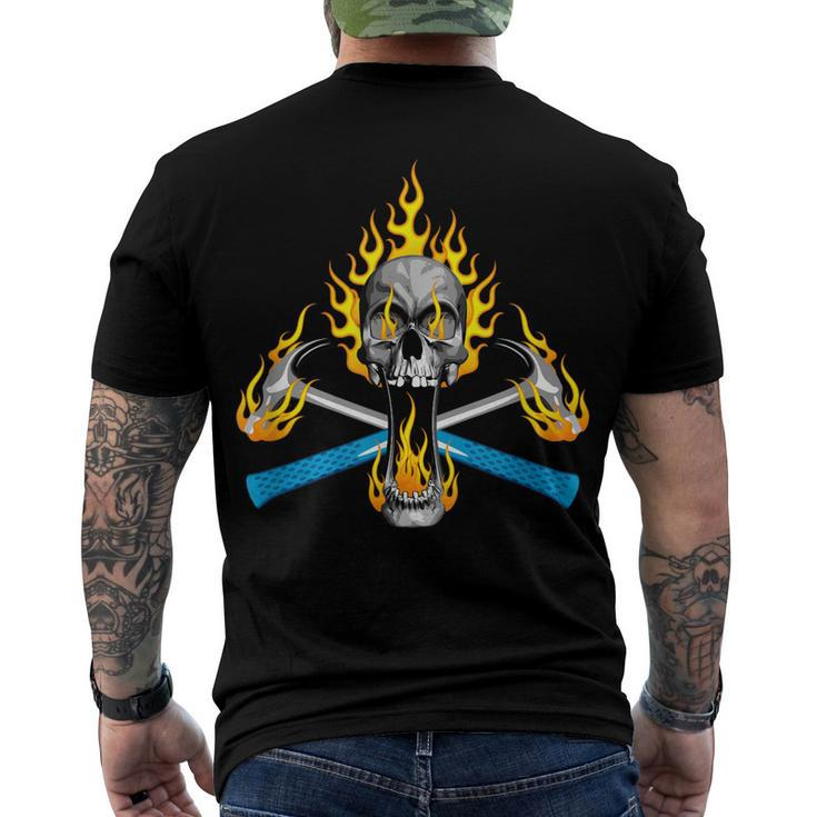 Flaming Carpenter Skull Crossed Hammers Men's T-shirt Back Print