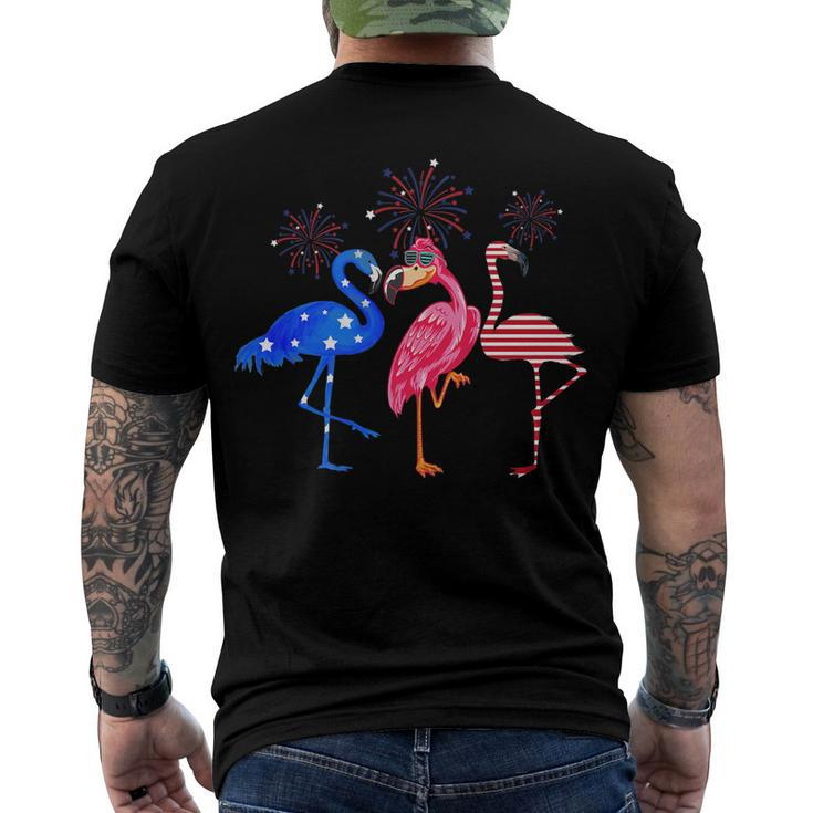 Flamingos Usa Flag 4Th Of July Independence Day Patriotic Men's T-shirt Back Print