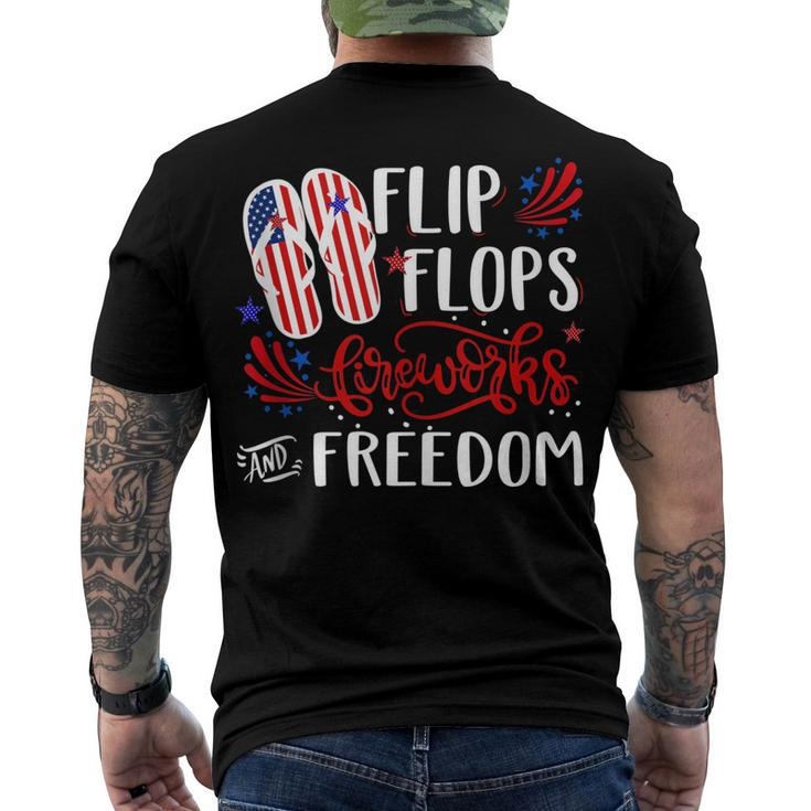 Flip Flops Fireworks And Freedom 4Th Of July V2 Men's Back Print T-shirt