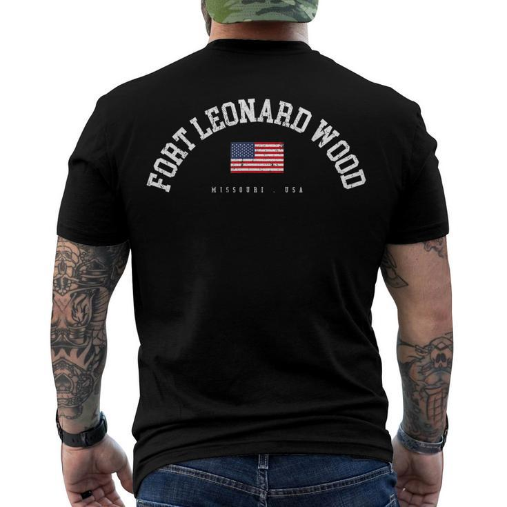 Fort Leonard Wood Mo Retro American Flag Usa City Name Men's T-shirt Back Print