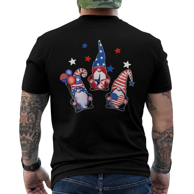 Fourth Of July Gnomes Patriotic American Flag Red White Blue Men's Back Print T-shirt