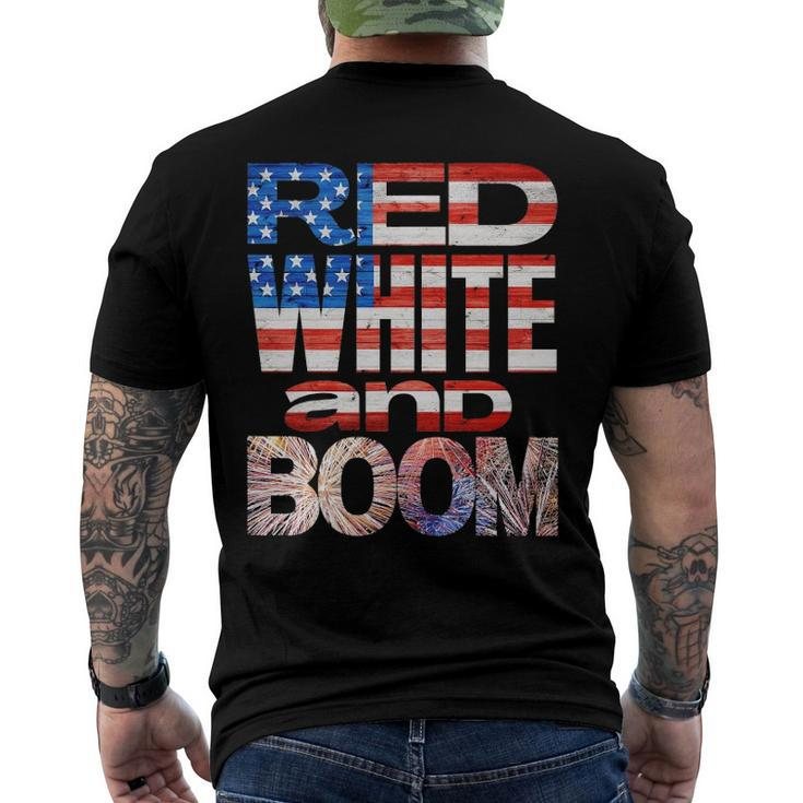 Fourth Of July Red White And Boom Fireworks Finale Usa Flag Men's Back Print T-shirt