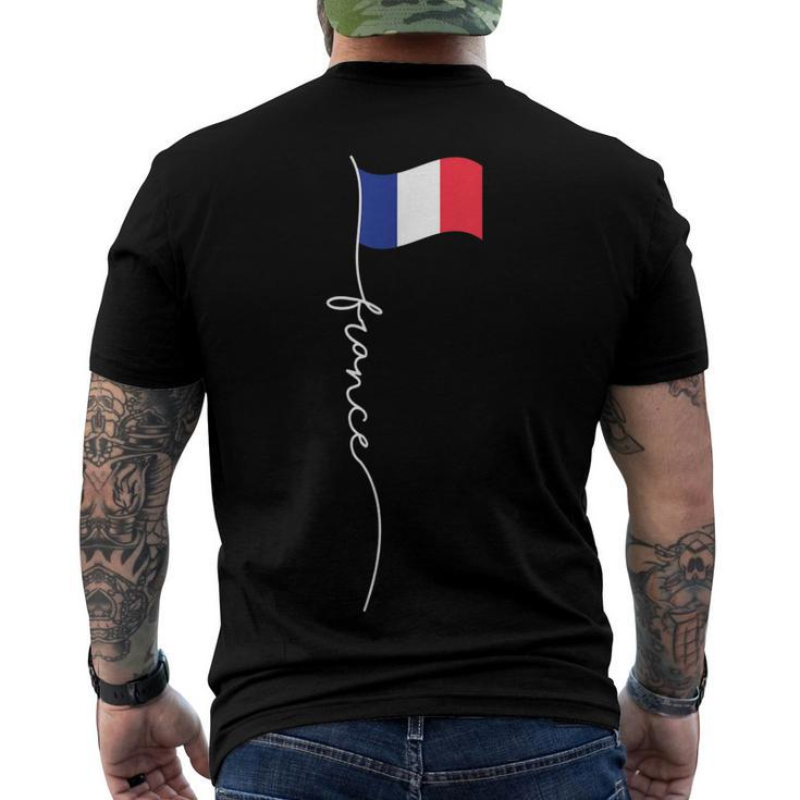 France Signature Flag Pole - Elegant Patriotic French Flag Men's T-shirt Back Print