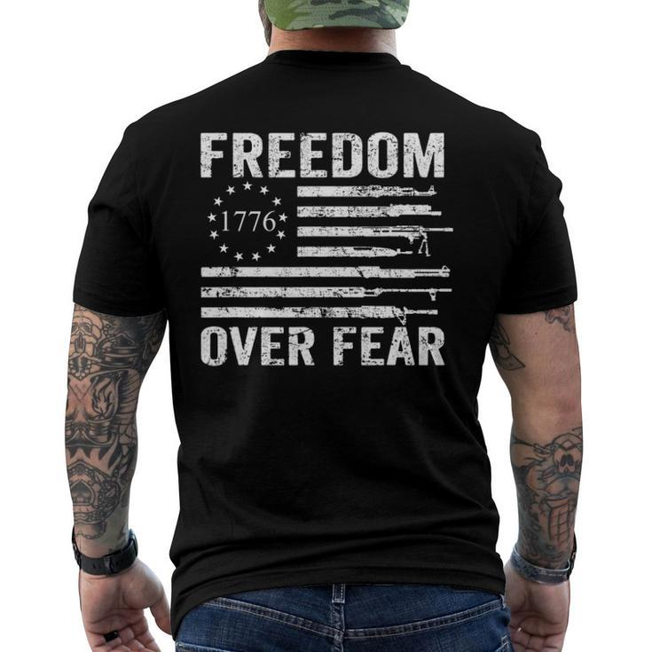 Freedom Over Fear - Pro Gun Rights 2Nd Amendment Guns Flag Men's Back Print T-shirt