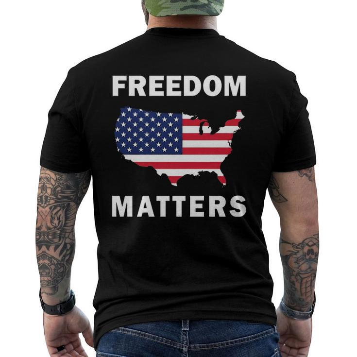 Freedom Matters American Flag Map Men's Back Print T-shirt