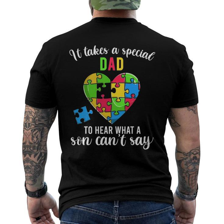 Fun Heart Puzzle S Dad Autism Awareness Family Support Men's Back Print T-shirt