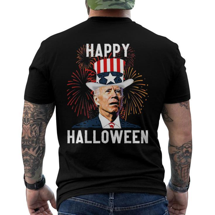 Funny Anti Biden Joe Biden Happy Halloween For Fourth Of July Men's Crewneck Short Sleeve Back Print T-shirt