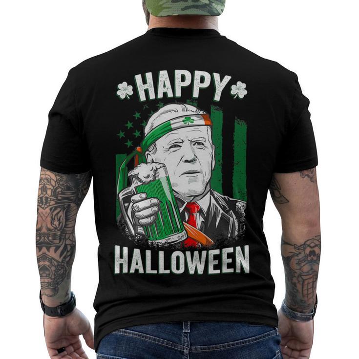 Funny Leprechaun Biden Happy Halloween For St Patricks Day Men's Crewneck Short Sleeve Back Print T-shirt