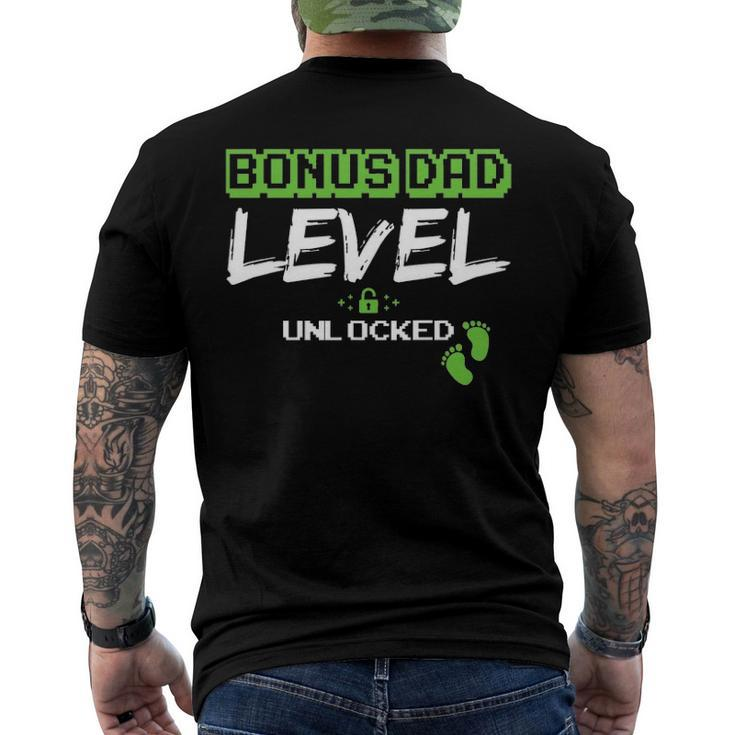 Gaming Bonus Dad Level Unlocked Leveled Up Daddy Video Game Men's Back Print T-shirt