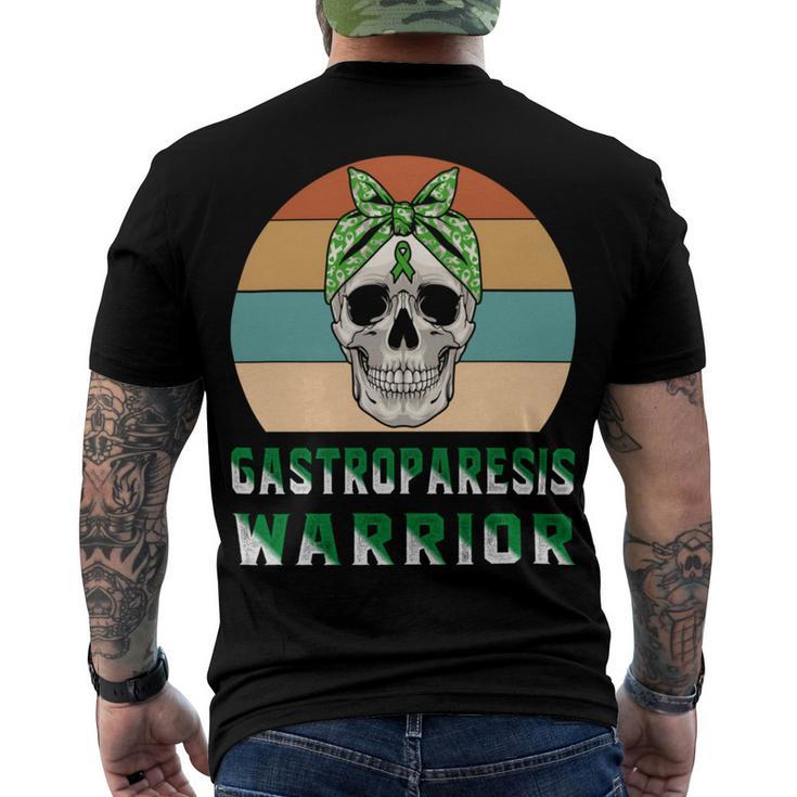 Gastroparesis Warrior  Skull Women Vintage  Green Ribbon  Gastroparesis  Gastroparesis Awareness Men's Crewneck Short Sleeve Back Print T-shirt